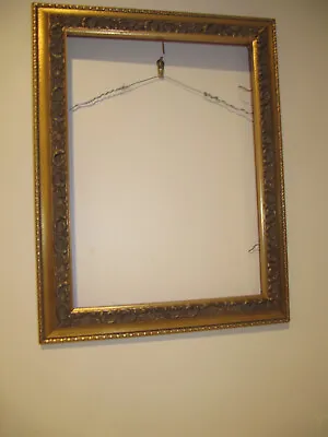Fine Vintage Ornate Gilt Gold WOOD Picture With Gesso FRAME 13 X 17 • $35