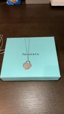 Tiffany & Co 925 Silver “I Love You” Heart Pendant Necklace • $175