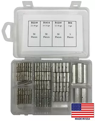 (155) Large Non-Insulated Butt Connector Uninsulated Bare Splice Assortment Kit • $22.95