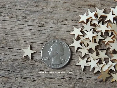 100 Qty Very Small 1/2 Inch Star Wood .5 Crafts Flag Making Wooden Decor DIY • $10.99