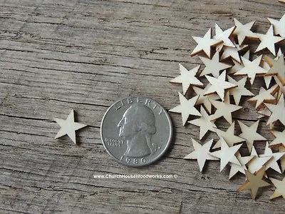 50 Qty Very Small 1/2 Inch Star Wood .5 Crafts Flag Wooden Making Decor DIY • $8.99