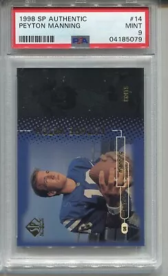 $3199.99 • Buy 1998 SP Authentic #14 Peyton Manning Rookie Card RC Graded PSA 9 MINT