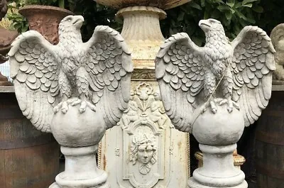 Eagle Pair Finial Statues  Reconstituted Stone Eagle Pair Of Ornaments Gate Pier • £192.19