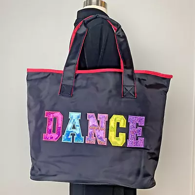 Girls Youth Black Dance Ballet Tote Bag Lined Multicolored Dance Print New • $15.99