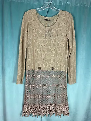 NWT NOS Sz 2 Surrealist Edwardian Style Crochet Tunic In Tea Set • £57.86