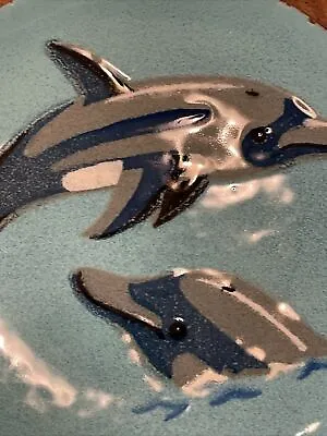 Annemarie Davidson Dolphins Plate Enamel On Copper 6 Inches Tray Dish Marked 3X • $22.98