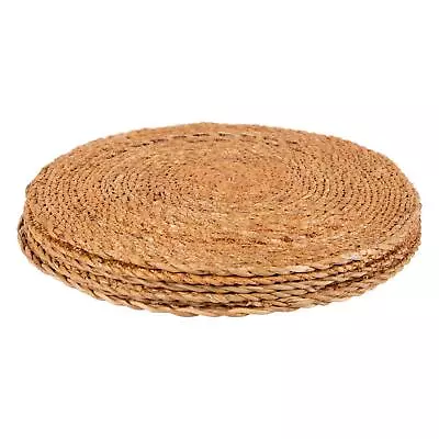 6x Round Woven Typha Placemats Rustic Dining Table Place Setting 30cm Brown • £13