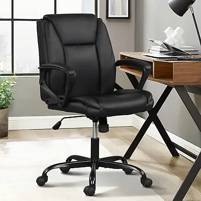 Ergonomic Mid Back Office Computer Desk Chair PU Leather Swivel Executive Chair • $68.84