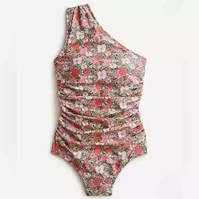 J Crew One Piece Swimsuit Size 6 Liberty Meadow Song Floral 1 Shoulder Ruched • $44