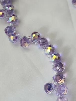 Glass Teardrop Beads 9.5mm AB Plated Faceted Purple Clear Or Orange • £3.20