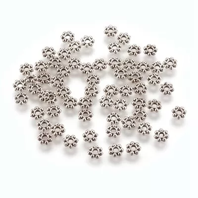 Silver Spacer Beads Daisy Flower Antiqued 4mm Jewelry Making Findings Bulk 50pcs • $3.15