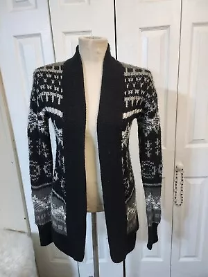 Mossimo Acrylic Black & Geometric Print Open Front Cardigan Sweater Size Medium • $9