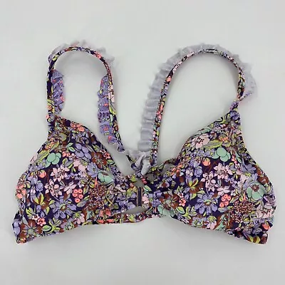 Victoria's Secret Bikini Top Women's L Multicolor Floral Print Padded Swim Strap • $12.95