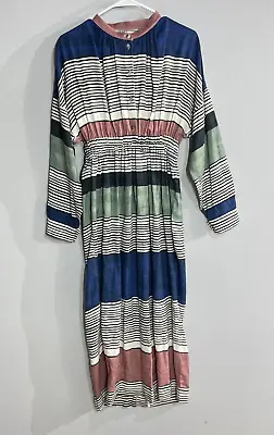 Mara Hoffman Dress Women XS Striped Multicolor Maxi Long Sleeve Colorful Casual • $22.01