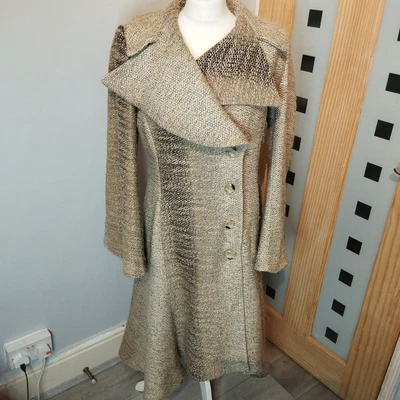 £20 • Buy Victorian Riding Unusual Elegant Dress Coat Oatmeal 10 Dip Hem Flared Sleeves