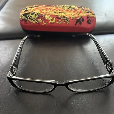 Ed Hardy Vintage Tattoo Unisex Eyeglass Frame EHO718 51015 135 Black Crystal • $700