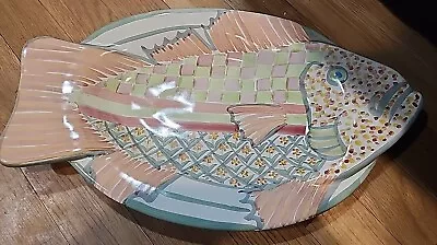 Mackenzie Childs Fish Platter 15  Victoria And Richard (1995) STAMPED • $79.95