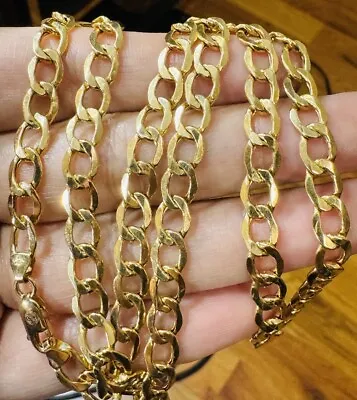 18K 750 Real Dubai Gold Cuban Curb Mens Chain Necklace 23.5” Long 6.5mm 14.7g • $1713