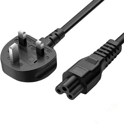 UK 3-Pin Plug AC Mains Power Cable IEC C13 / Clover Leaf Cattle Lead Cord PC TV • £5.05