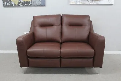 G Plan Arlo Cambridge Conker Leather Static 2 Seater Sofa RRP £2795 • £1095