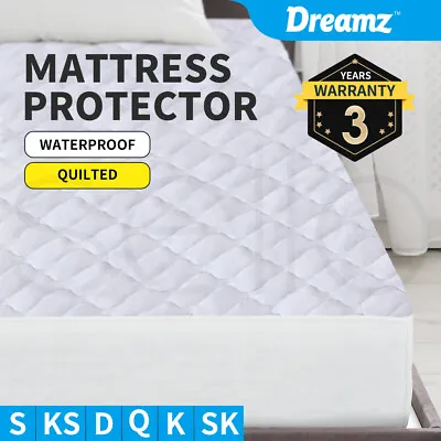 $27.99 • Buy DreamZ Mattress Protector Topper Quilted Waterproof Bed Cover Pillowtop Queen KS