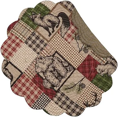 $16.93 • Buy Set Of 2 C&F CALEB Lodge Cabin Quilted Cotton Round Placemats
