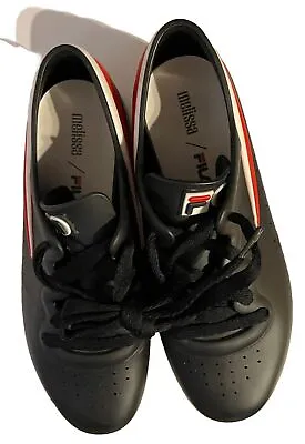 Melissa / Fila Black Sneakers Shoes Youth Size 5 Berries (mini Melissa) EC • $10