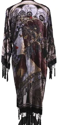 Black Artdeco Stevie Nick's Style Mucha  Astrologer  Gypsy Boho Deluxe Duster  • $299.99