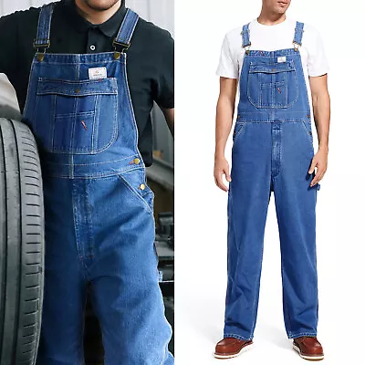 HISEA Men's Bib And Brace Overall Denim Dungarees Pro Heavy Duty Workwear Jeans • $40.79