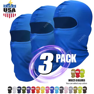 Balaclava 3 Pack - Full Face Ski Mask Lightweight Motorcycle Warmer Hat Lycra • $9.97