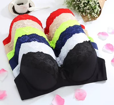Lace Full Cup Bra Padded Push Up Multiway Strapless Underwired Bra • £8.98