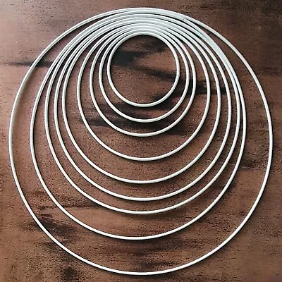 6 To 20cm White Metal Wire/Ring/Hoop For Dream CatcherMandalaWedding Decoratio • £2