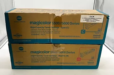 Lot Of 2 Konica Minolta Magicolor Toner 5500/5600 Cyan A06v433 & Magenta A06v333 • $64.95