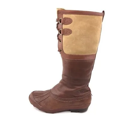 UGG Belcloud Tall Winter Snow Duck Boots Womens Size 7.5 EUR 38.5 Brown Leather • $125