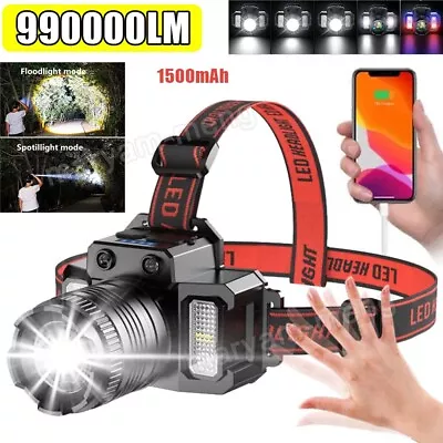 990000LM LED Headlamp Rechargeable Headlight Zoomable Head Torch Lamp Flashlight • $9.99