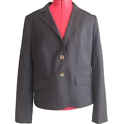 J Crew Blazer Women’s Size 12 Navy Blue Wool Long Sleeve Button Pockets • $29.99