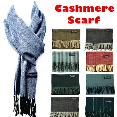 Womens Mens Winter 100% Cashmere Wool Scarf Scotland Made Striped Plain Scarves • $7.48