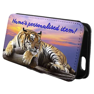 Personalised Tiger IPhone Case Custom Flip Phone Cover Tigers Wallet Gift SH260 • £12.95