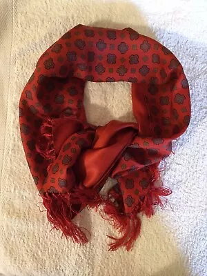 Vintage SAMMY Patterned Pure Silk Tasselled Scarf. Reversible. Exc. Condition • £19.99