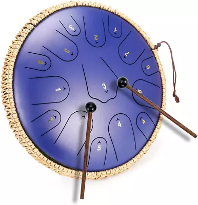 Steel Tongue Drum | 14 Inch 15 Notes | Hand Pan With Accessories Kit (C Major) • $78.39