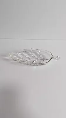 Vintage Clear Cut Glass Leaf Shaped Trinket Dish Plate Bowl  • $8.61