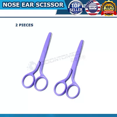 2 FACIAL  Mustache Nose Ear Hair Remover Scissors Trimmer W/ Safety Tips PURPLE • $7.99