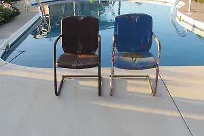 2 Vintage Antique Metal Lawn Chairs 1940's - 1950's    #1455 • $250