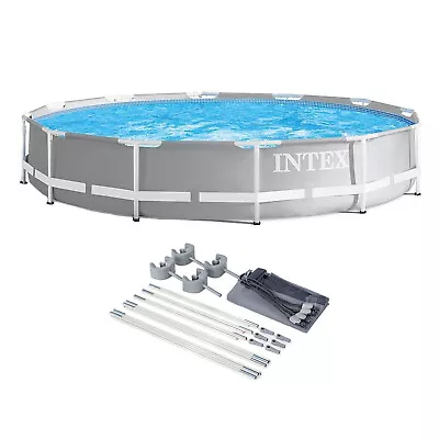 Intex 12ft X 30in Prism Metal Frame Above Ground Round Swimming Pool & Canopy • $196.28