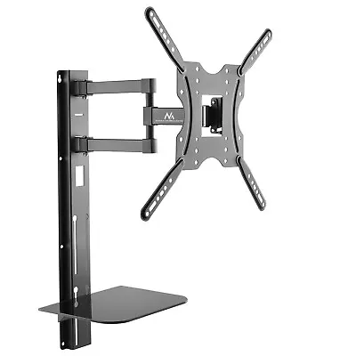 TV Wall Mount With Shelf DVD XBox PS4 PS5 LCD LED 32 - 55  Adjustable Bracket UK • £39.01