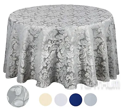 Tektrum 90  Round Damask Tablecloth-Waterproof/Spill Proof/Stain Resistant-Gray • $27.95