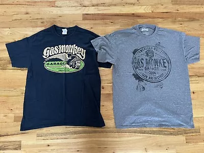 LOT (2) Gas Monkey Garage Richard Rawlings Fast N’ Loud Dallas TX Shirt Mens L • $34.95