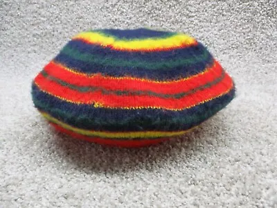 Vintage Betmar Wool Knit Beret Hat Cap Beanie Striped Multicolor EUC • $21.99