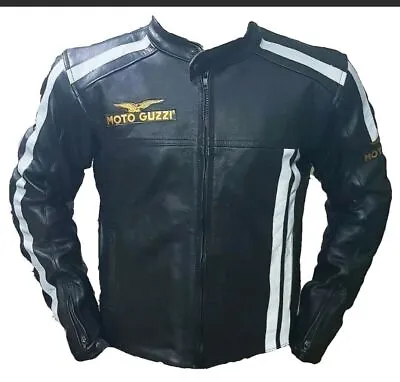 Motoguzzi Leather Jacket Black Motorbike Motorcycle Bikers Racing Leder Bike • $208.12