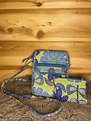 Vera Bradley Retired Triple Zip Hipster Bag And Matching Wallet Set Doodle Daisy • $29.99